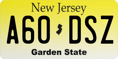 NJ license plate A60DSZ