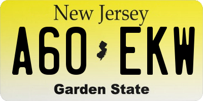 NJ license plate A60EKW