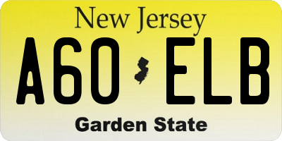 NJ license plate A60ELB