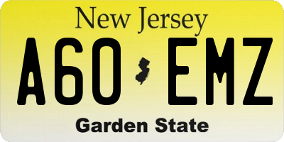 NJ license plate A60EMZ