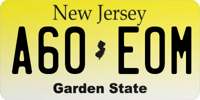 NJ license plate A60EOM