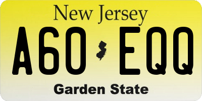NJ license plate A60EQQ