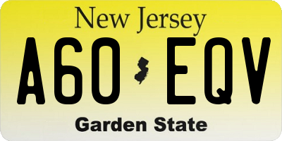 NJ license plate A60EQV