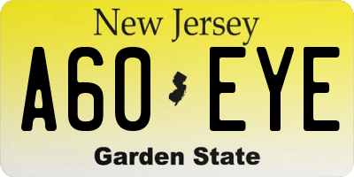 NJ license plate A60EYE