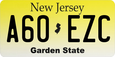 NJ license plate A60EZC