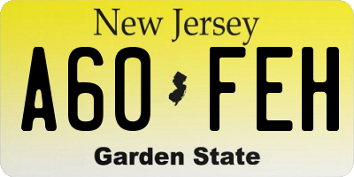 NJ license plate A60FEH