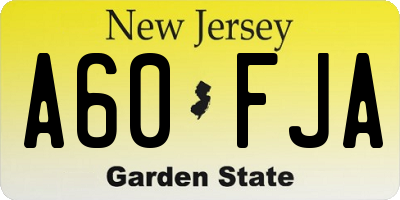 NJ license plate A60FJA