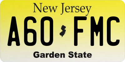 NJ license plate A60FMC