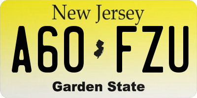 NJ license plate A60FZU