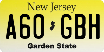 NJ license plate A60GBH