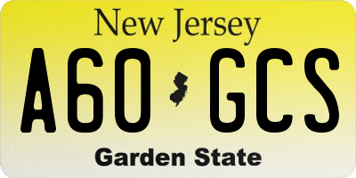 NJ license plate A60GCS
