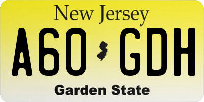 NJ license plate A60GDH