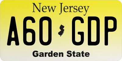 NJ license plate A60GDP
