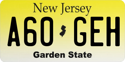 NJ license plate A60GEH