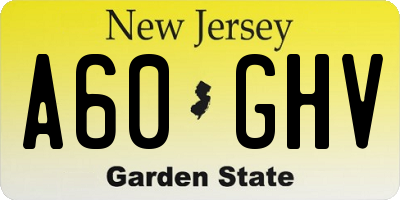 NJ license plate A60GHV
