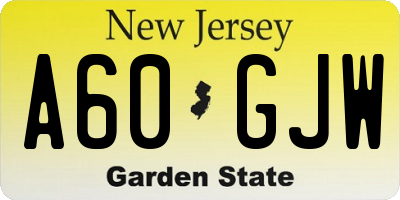 NJ license plate A60GJW
