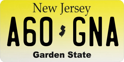 NJ license plate A60GNA