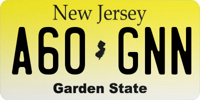 NJ license plate A60GNN