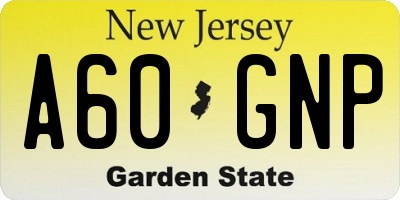 NJ license plate A60GNP
