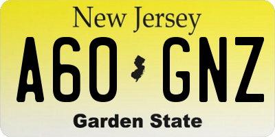NJ license plate A60GNZ
