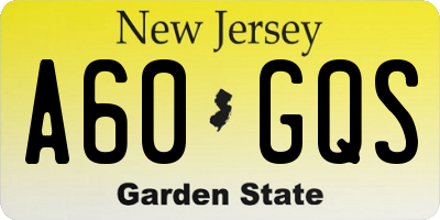 NJ license plate A60GQS