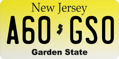 NJ license plate A60GSO