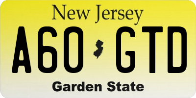 NJ license plate A60GTD