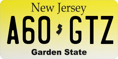 NJ license plate A60GTZ
