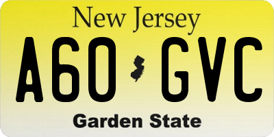 NJ license plate A60GVC