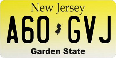 NJ license plate A60GVJ