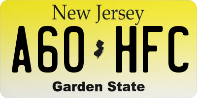 NJ license plate A60HFC
