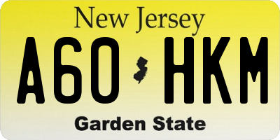 NJ license plate A60HKM