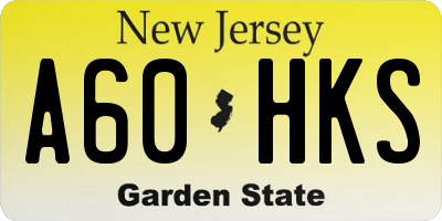 NJ license plate A60HKS