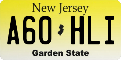 NJ license plate A60HLI