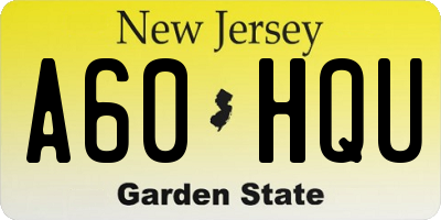 NJ license plate A60HQU