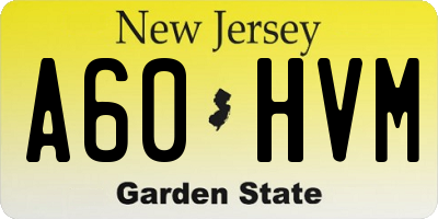 NJ license plate A60HVM