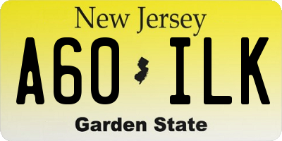 NJ license plate A60ILK