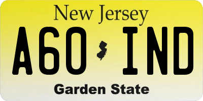 NJ license plate A60IND