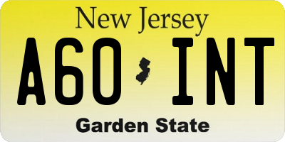 NJ license plate A60INT