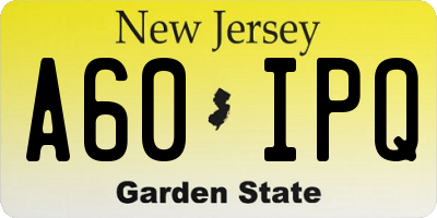 NJ license plate A60IPQ