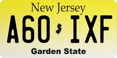 NJ license plate A60IXF