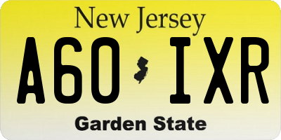 NJ license plate A60IXR