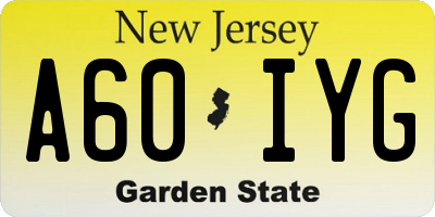 NJ license plate A60IYG