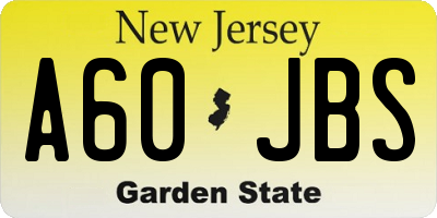 NJ license plate A60JBS