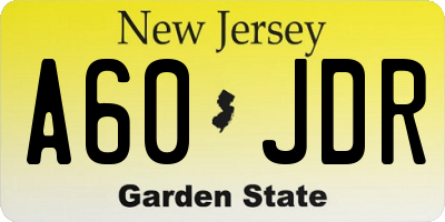 NJ license plate A60JDR