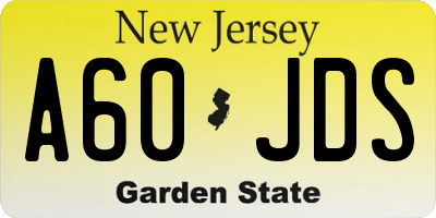 NJ license plate A60JDS