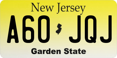 NJ license plate A60JQJ