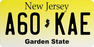 NJ license plate A60KAE