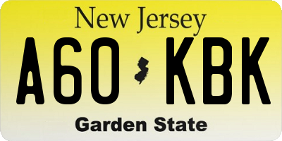 NJ license plate A60KBK