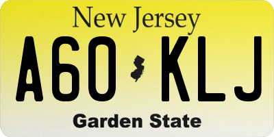 NJ license plate A60KLJ